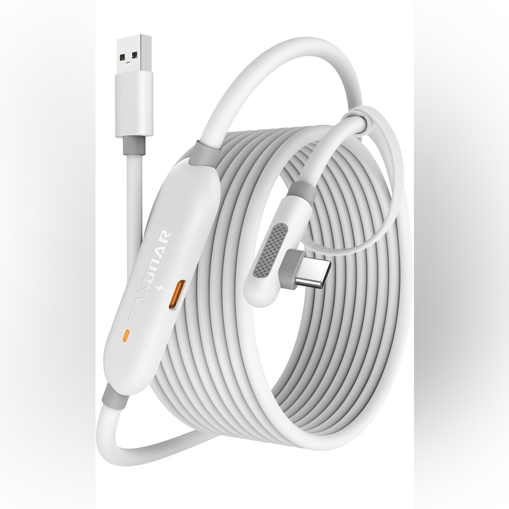 Maxonar VR Charging Link Cable 16FT, USB 3.0 to USB C Cable - White